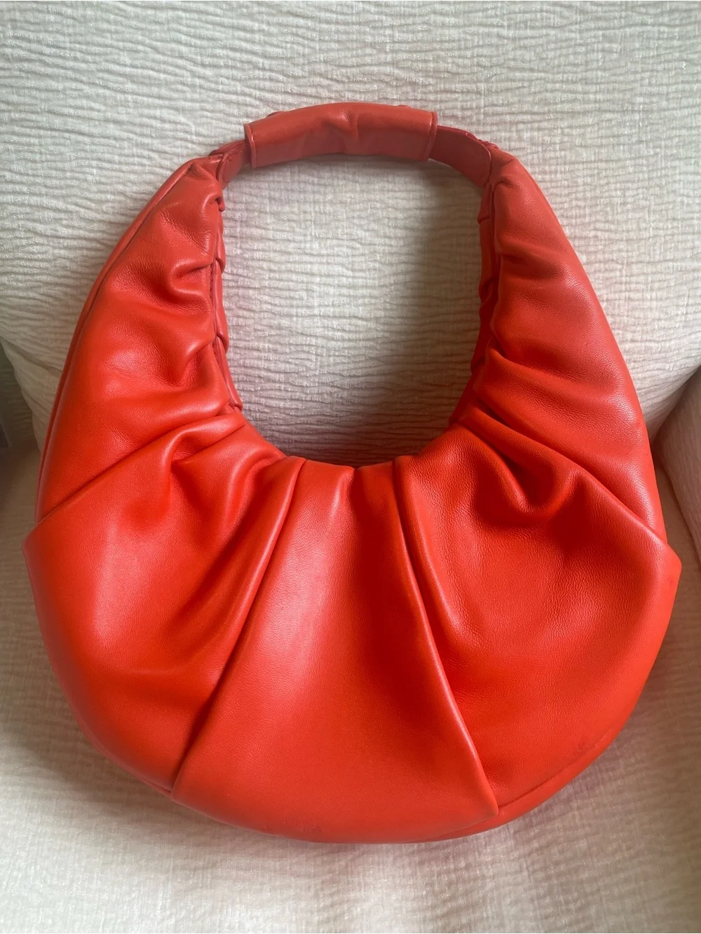 STAUD Orange Moon Gathered Hobo Shoulder Bag